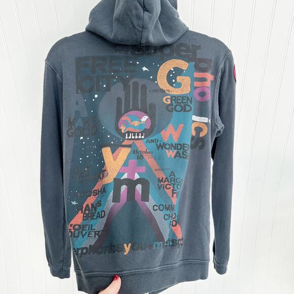 freecity sweatshop Gray Hand You + Me Full Zip Up Hoodie Sweatshirt - Picture 6 of 6